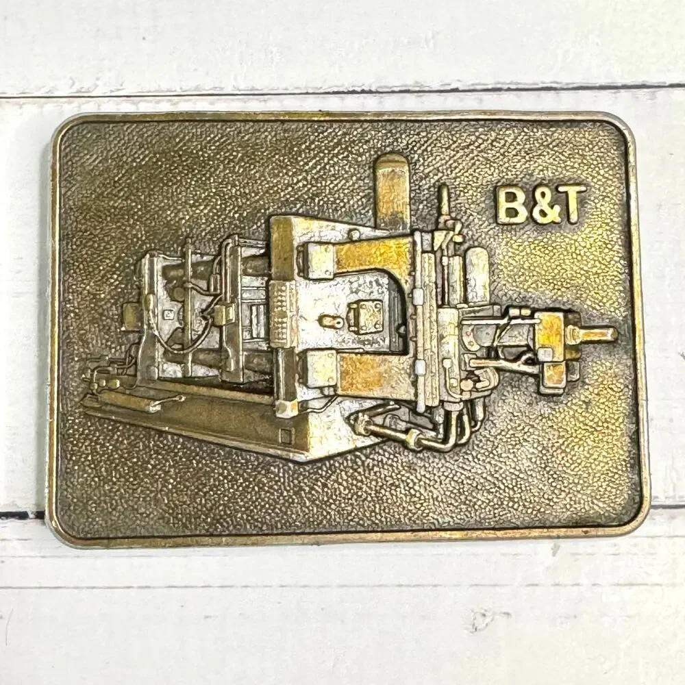 Vintage B&T Brass Belt Buckle Rectangular Cold Chamber Die Casting Machine Stamp